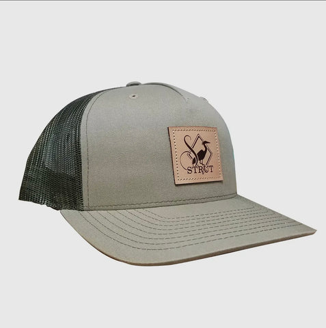 Men's Leather Logo Patch Trucker Hat