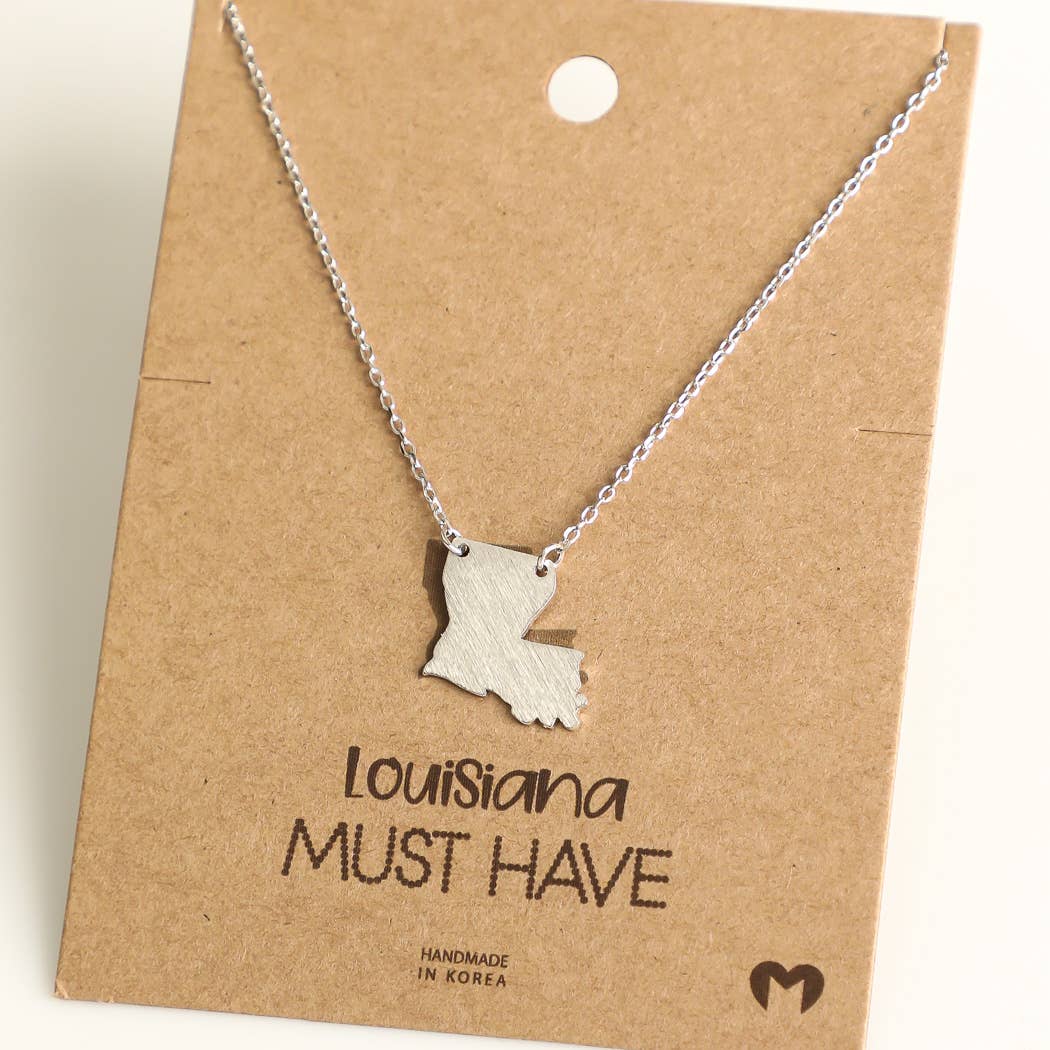 Louisiana State Necklace in Silver – Nothing Fancy Designs
