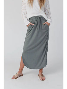 So Comfy Drawstring Maxi Skirt Light Olive