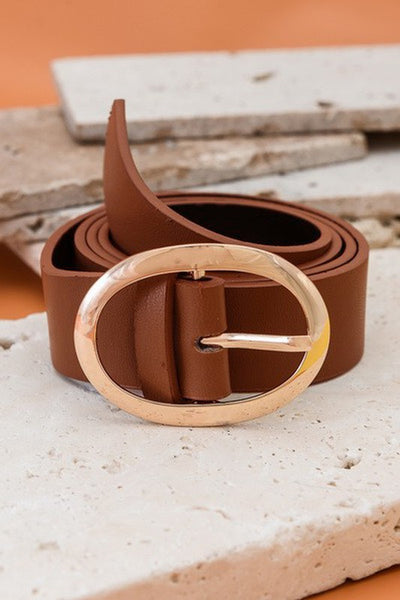 Classic Oval Buckle Leather Belt