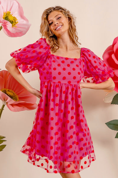 Polka Party Dress in Pink