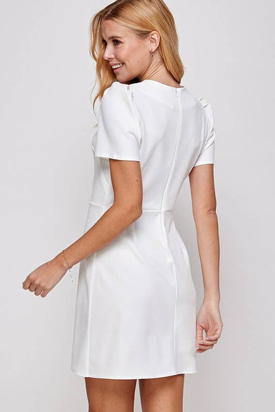 White Mini Short Sleeve A-line Dress