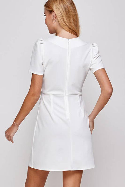 White Mini Short Sleeve A-line Dress