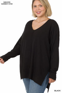 Home Away From Home Plus Size Hi-Lo Sweater in Black