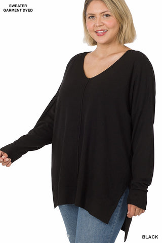 Home Away From Home Plus Size Hi-Lo Sweater in Black