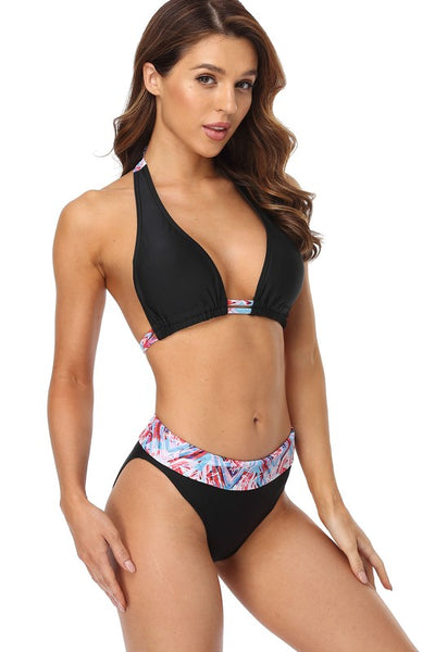 Perfection Triangle Bikini Halter Top Set High-Waisted Bikini