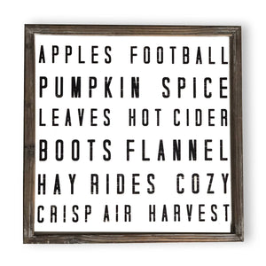 Fall Words Wood Sign