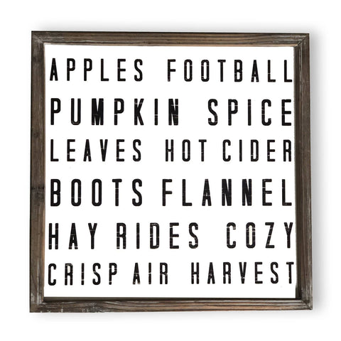 Fall Words Wood Sign