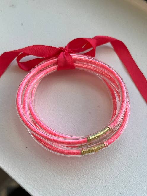 Good Vibes Glitter Bracelets Hot Pink