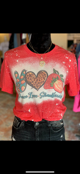 Peace Love and Strawberrys Tee