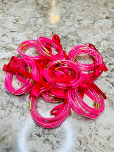 Shimmer Tube Bracelets Hot Pink