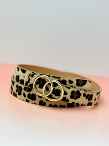 Gold Buckle Leather Leopard Belts